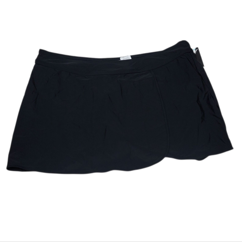 Simply Swim Black Modest Minimalist Swim Skirt Sz 18W